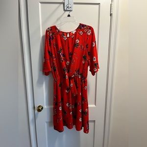 Red floral dress